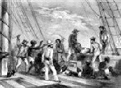 Muerte en los barcos negreros.  Arrojando un cad�ver al mar.